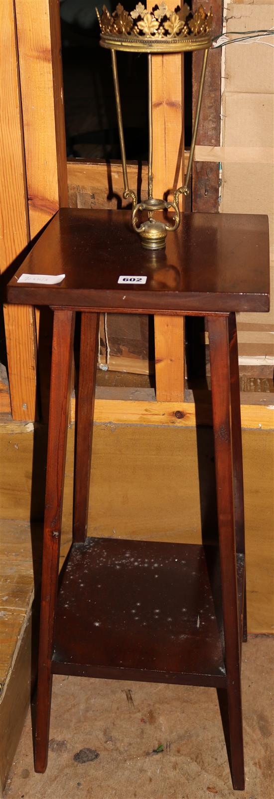 Edwardian two tier plant stand with cut glass surmount